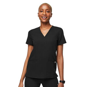 FIGS Casma Three-Pocket Scrub Top in Black Short Sleeve Medical Women's XL